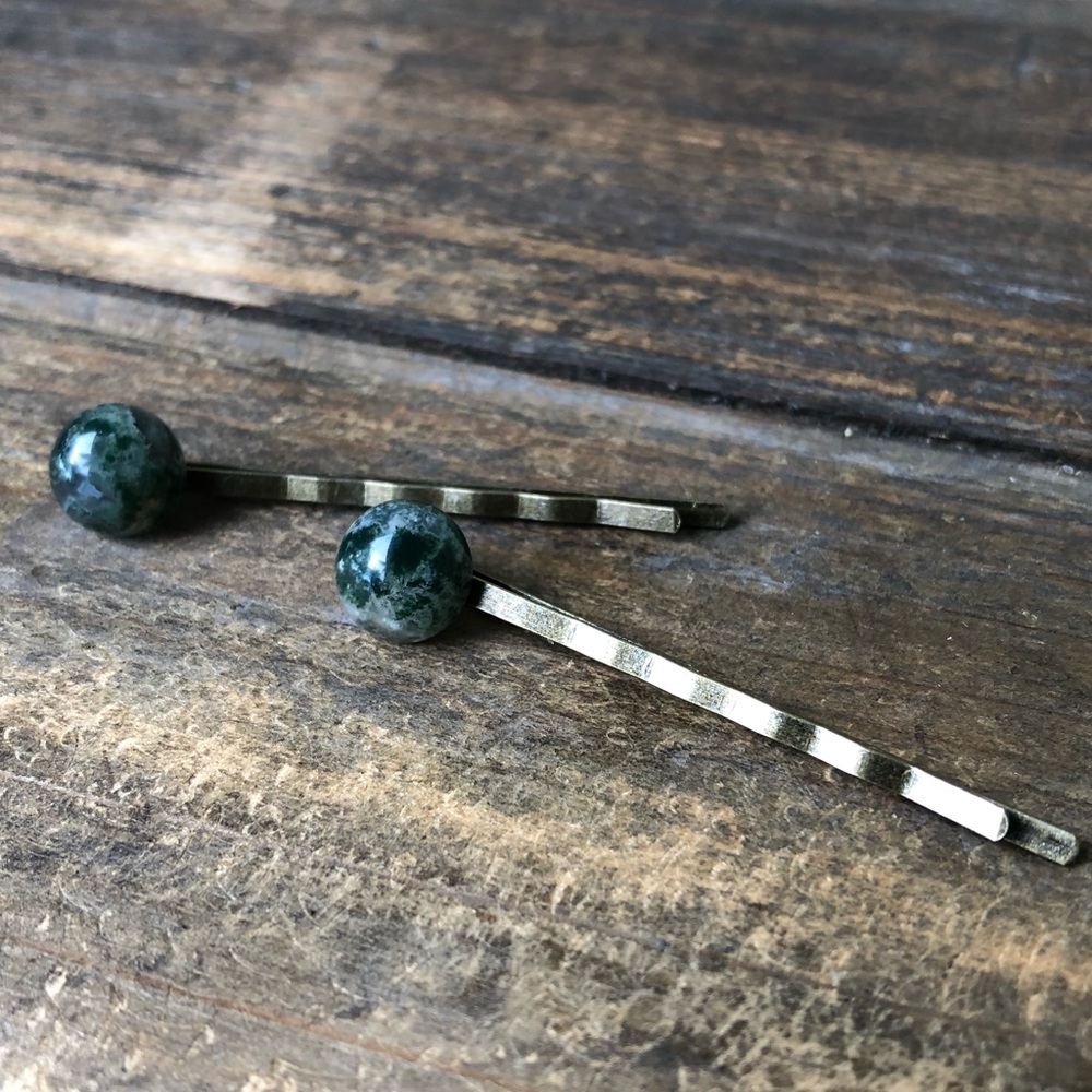Moss Agate Hair Accessory - Bobby Pin